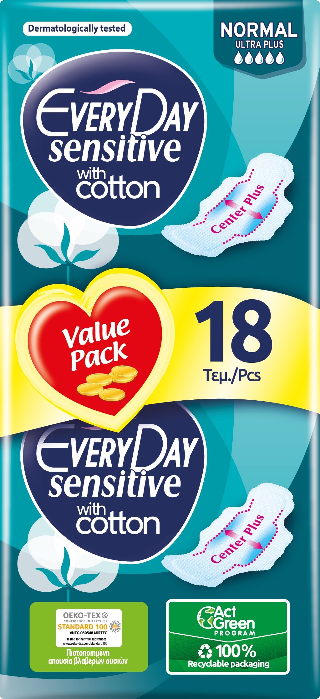 EVERYDAY SENSITIVE Дамски превръзки normal, 18 бр.