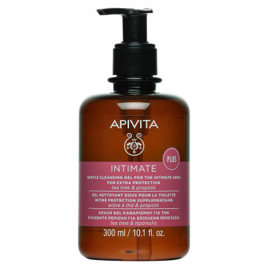 APIVITA INTIMATE PLUS Нежен успокояващ гел за интимна хигиена с чаено дърво и прополис 4,5 pH 300мл