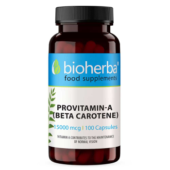 Витамин А (Бета Каротен), Bioherba, 15000 мкг, 100 капсули