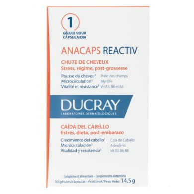 Ducray Anacaps Reactiv за укрепване на косата и ноктите при остри състояния x 30