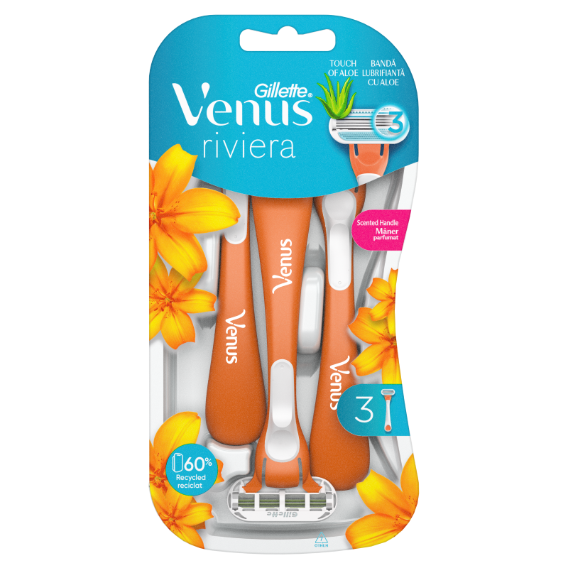 GILLETTE VENUS RIVIERA Дамска еднократна самобръсначка, 3 бр./ оп.