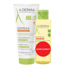A-Derma Exomega Control Емолиентен крем 200 ml + Емолиентно душ-олио 100 ml