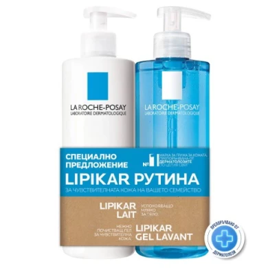 La Roche-Posay Lipikar Lait Мляко за тяло против сухота 400 мл. + Lipikar Lavant Душ гел за лице и тяло 400 мл.