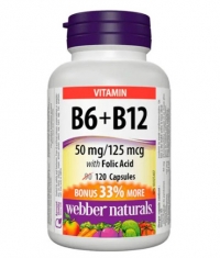 WEBBER NATURALS Vitamin B6 + B12 with Folic Acid / 120 Caps.