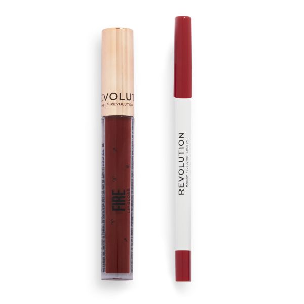 Makeup Revolution комплект гланц и молив за устни Fantasy Fire Lip Kit