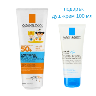 La Roche-Posay Anthelios UVMUNE 400 Хидратиращо слънцезащитно мляко за деца SPF 50+ 250 ml + душ-крем 100 мл