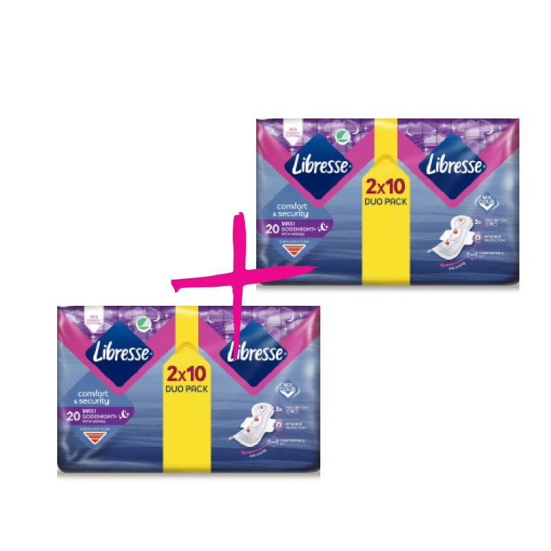 LIBRESSE MAXI GOODNIGHT DUO Дамски превръзки, 2бр *20 бр.