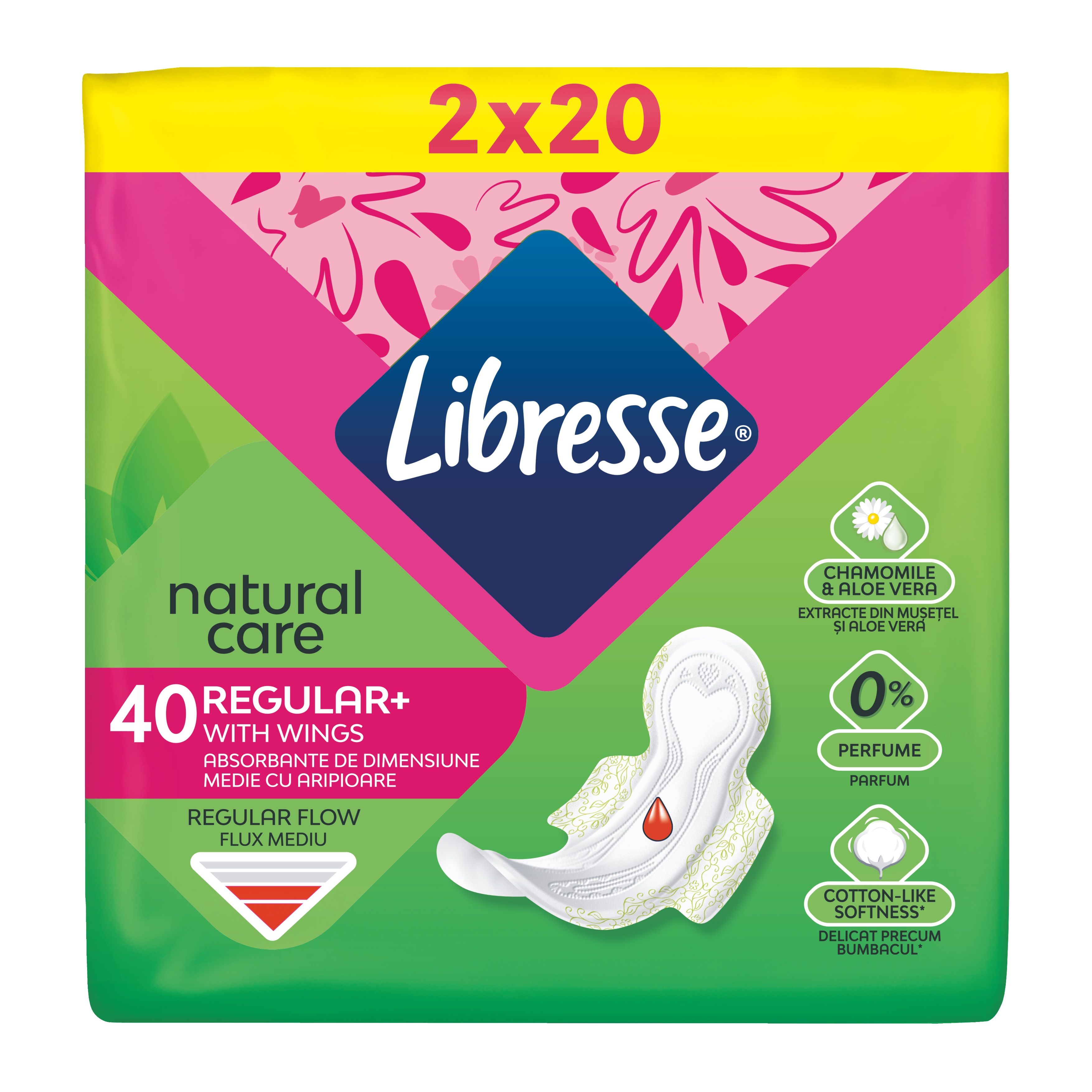 LIBRESSE NATURAL CARE Дамски превръзки, 40 бр.
