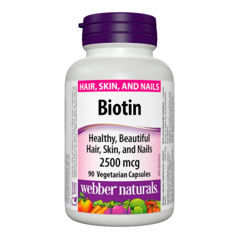Биотин, Webber Naturals, 2500 mcg, 90 V-капс.