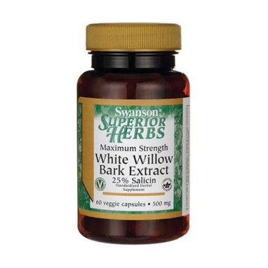 SWANSON Maximum Strength White Willow Bark 500mg. / 60 Vcaps