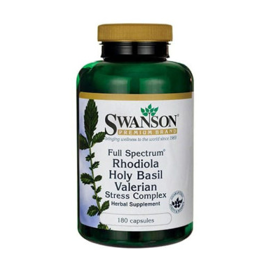 SWANSON Rhodiola Holy Basil Valerian Stress Complex / 180 Caps