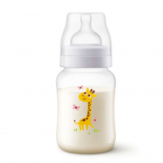 Avent Бутилка Anti-Colic 260 ml биберон Slow 2 дупки 1м+, жираф