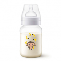 Avent Бутилка Anti-Colic 260 ml биберон Slow 2 дупки 1м+, маймунка