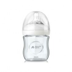 Avent Стъклена бутилка Natural 120 ml биберон с 1 дупка 0м+