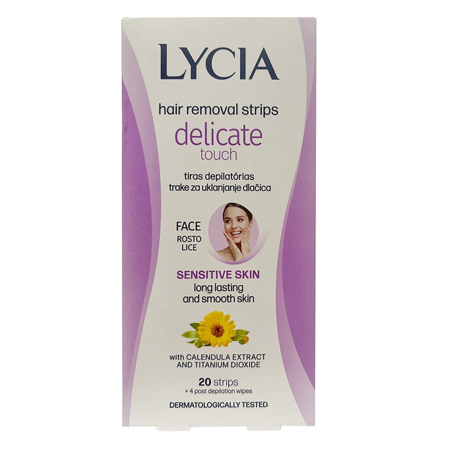LYCIA DELICATE TOUCH Ленти за епилация на лице за чувствителна кожа, 20 бр