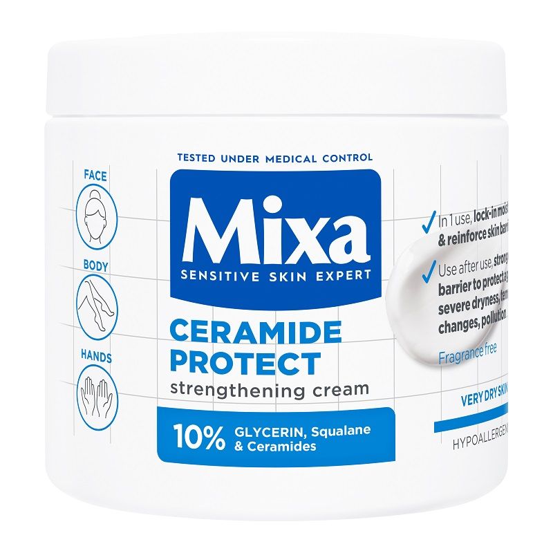MIXA CERAMIDE PROTECT Многофункционален крем за укрепване на защитната бариера за много суха кожа,400 мл