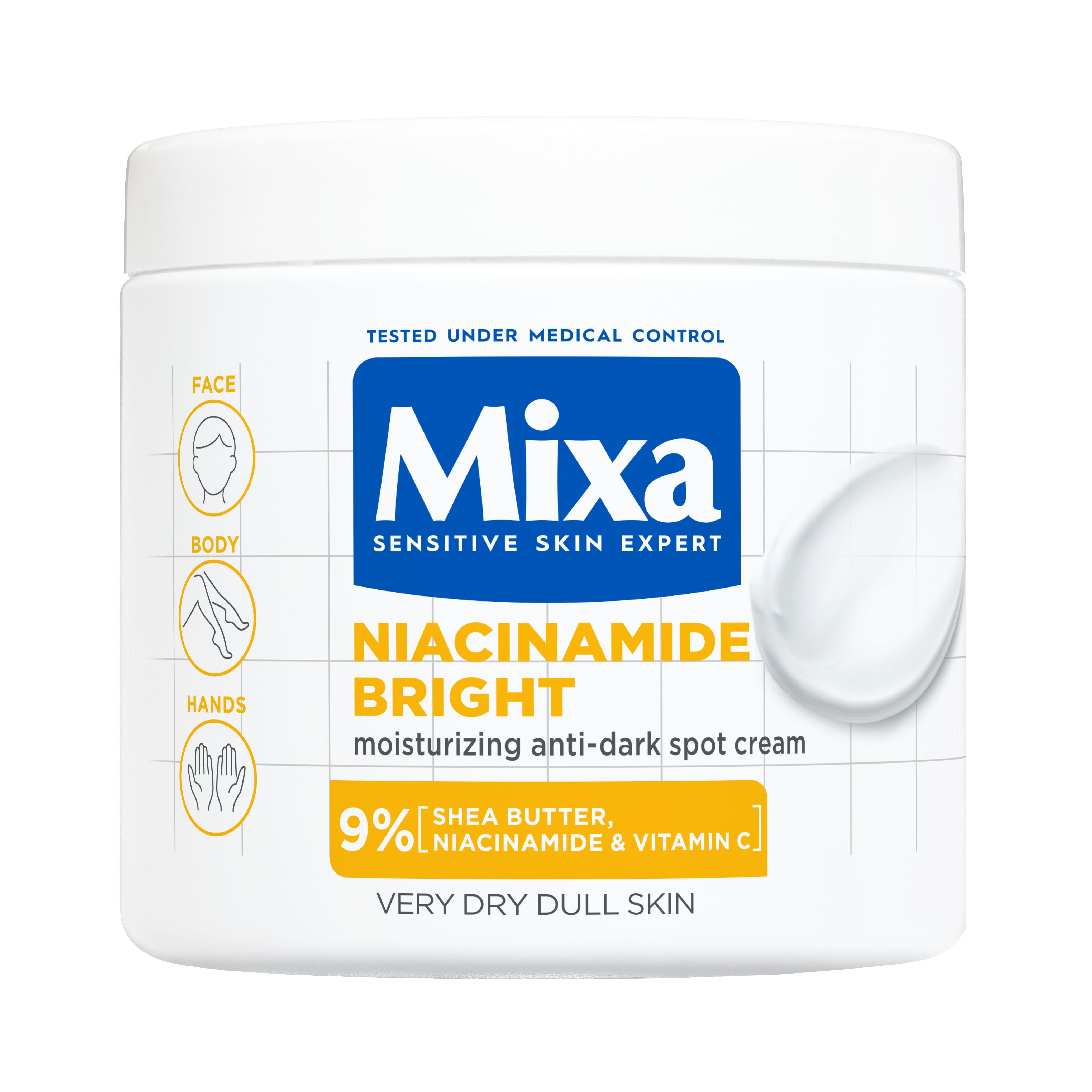 MIXA NIACINAMIDE BRIGHT Хидратиращ крем против тъмни петна, 400мл