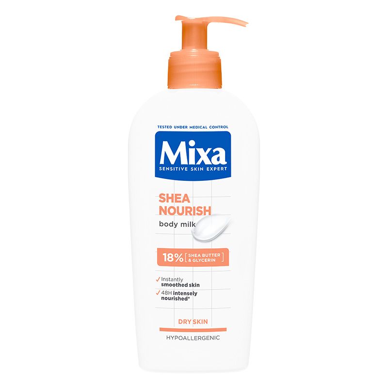 MIXA Shea Nourish Интензивно подхранващо мляко за тяло за суха кожа, 400ml