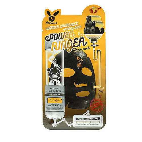 Почистваща шийт маска с активен въглен Elizavecca Black Charcoal Honey Deep Power Ringer Mask