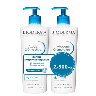 Bioderma Atoderm Creme Ултра-подхранващ крем 2х500мл ПРОМО