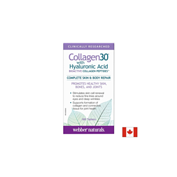 Collagen30® with Hyaluronic Acid / Колаген (биоактивни колагенови пептиди) с хиалуронова киселина, 180 таблетки Webber Naturals