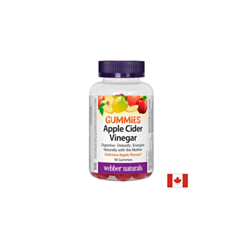 Apple Cider Vinegar Gummies - Ябълков оцет гъмис - Антиоксидантна защита и бърз метаболизъм, 90 желирани таблетки Webber Naturals