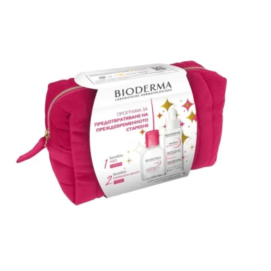Bioderma Sensibio Defensive Успокояващ и хидратиращ серум за лице 30 мл + Bioderma Sensibio Мицеларна вода за чувствителна кожа 100 мл + Подарък: несесер Комплект