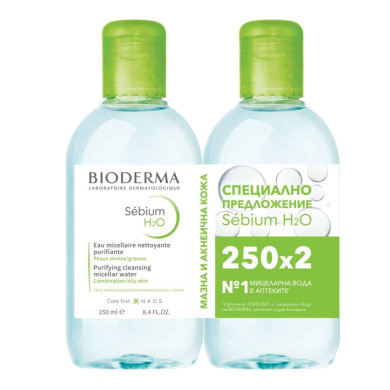 Bioderma Sebium Mицеларна вода за мазна кожа 2 броя х250 ml