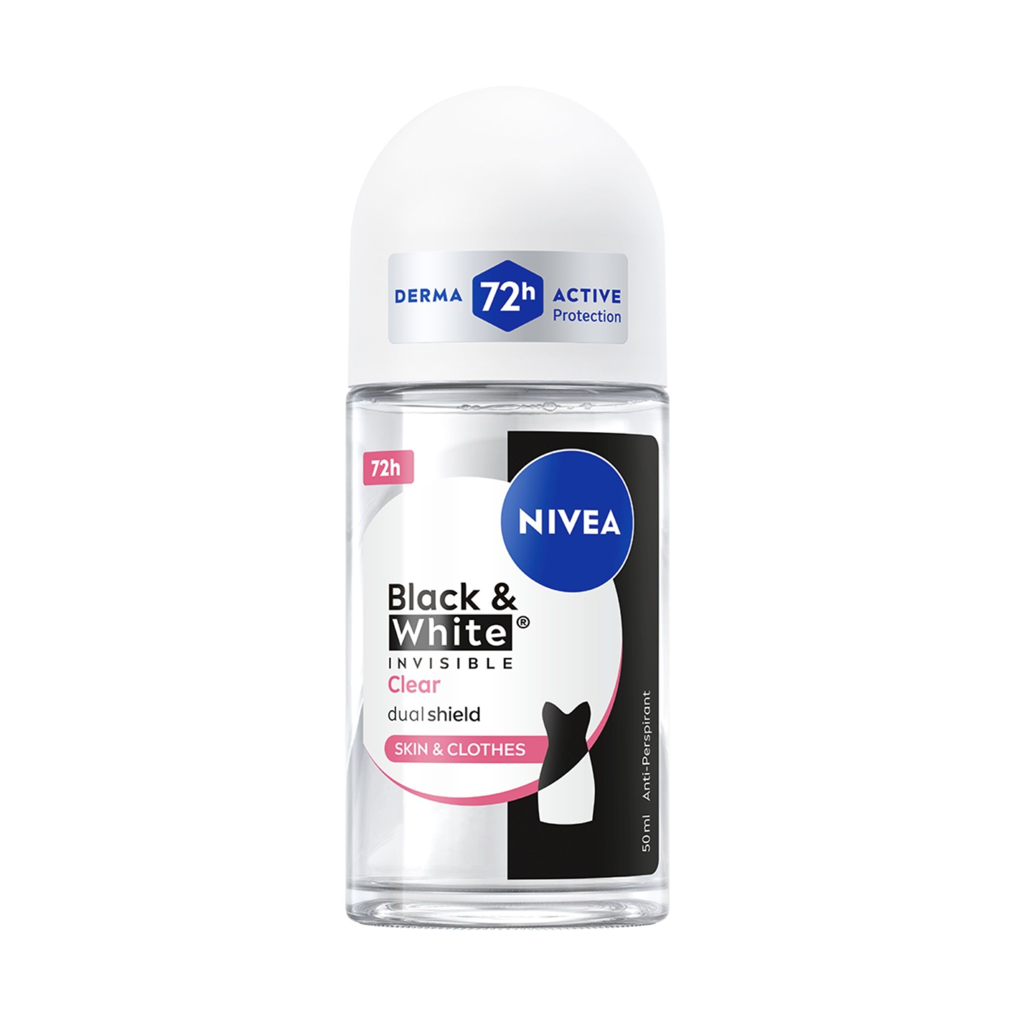 NIVEA INVISIBLE ON BLACK & WHITE CLEAR Дамски рол он, 50 мл