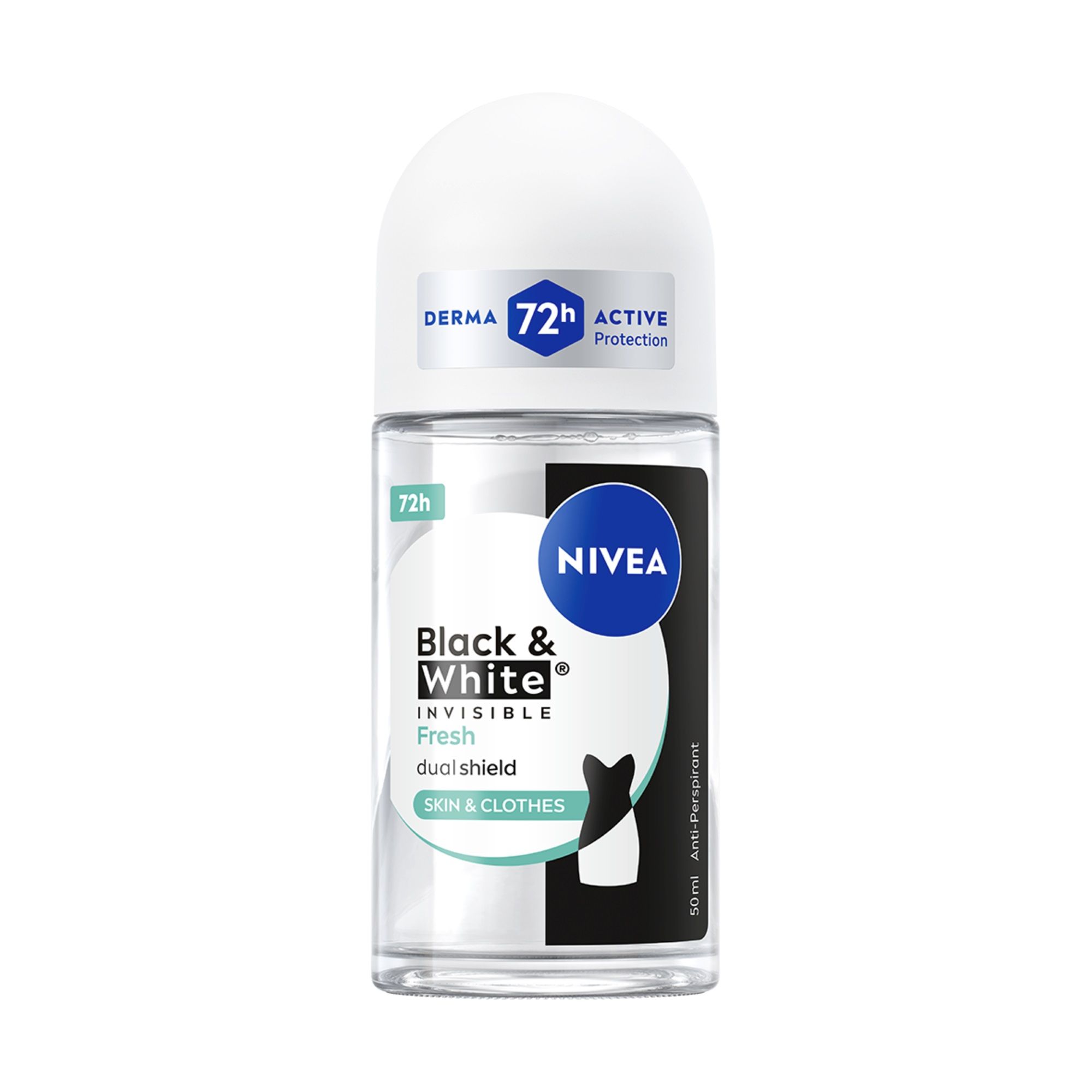 NIVEA INVISIBLE ON BLACK & WHITE FRESH Дамски рол он, 50 мл