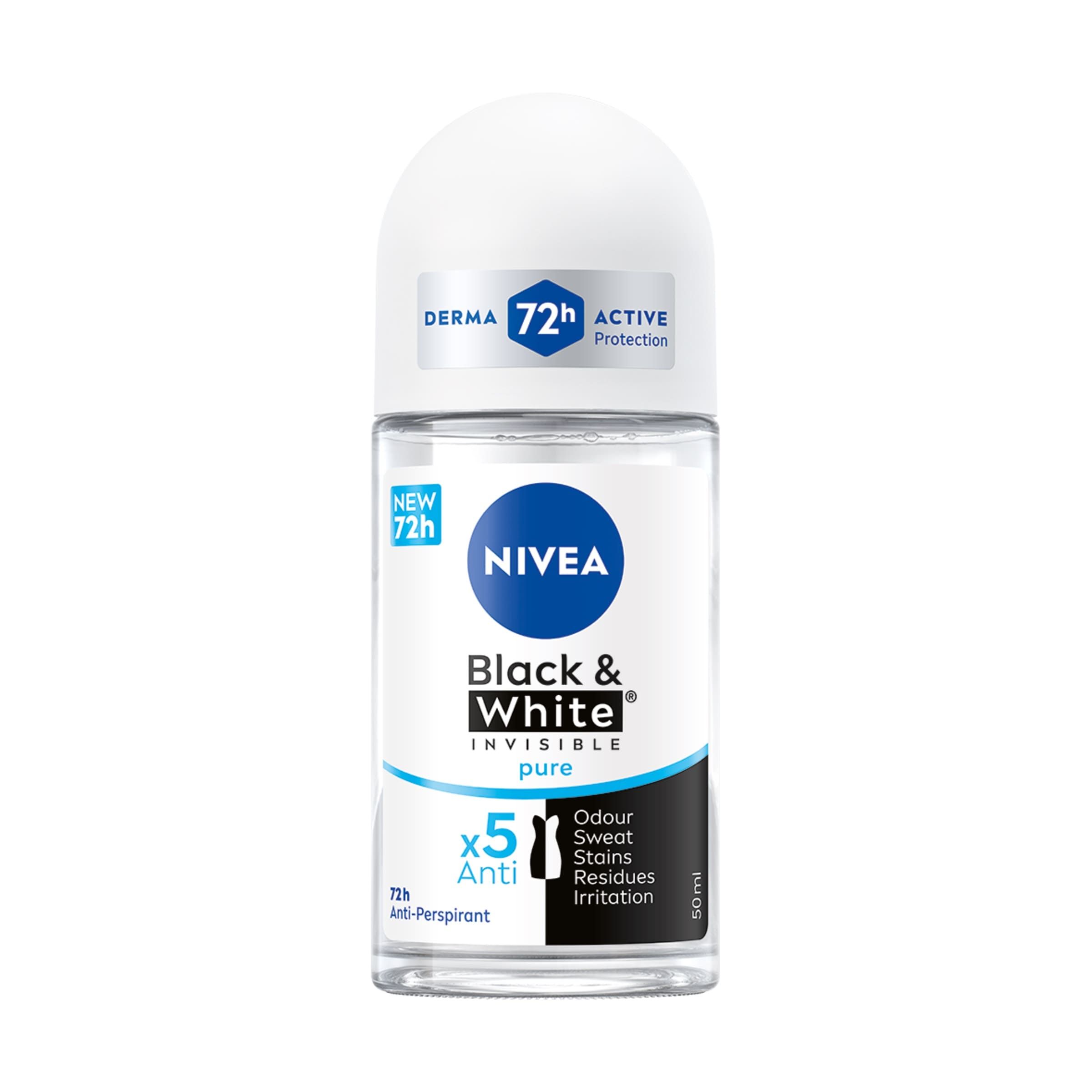 NIVEA INVISIBLE ON BLACK & WHITE PURE Дамски рол он, 50 мл