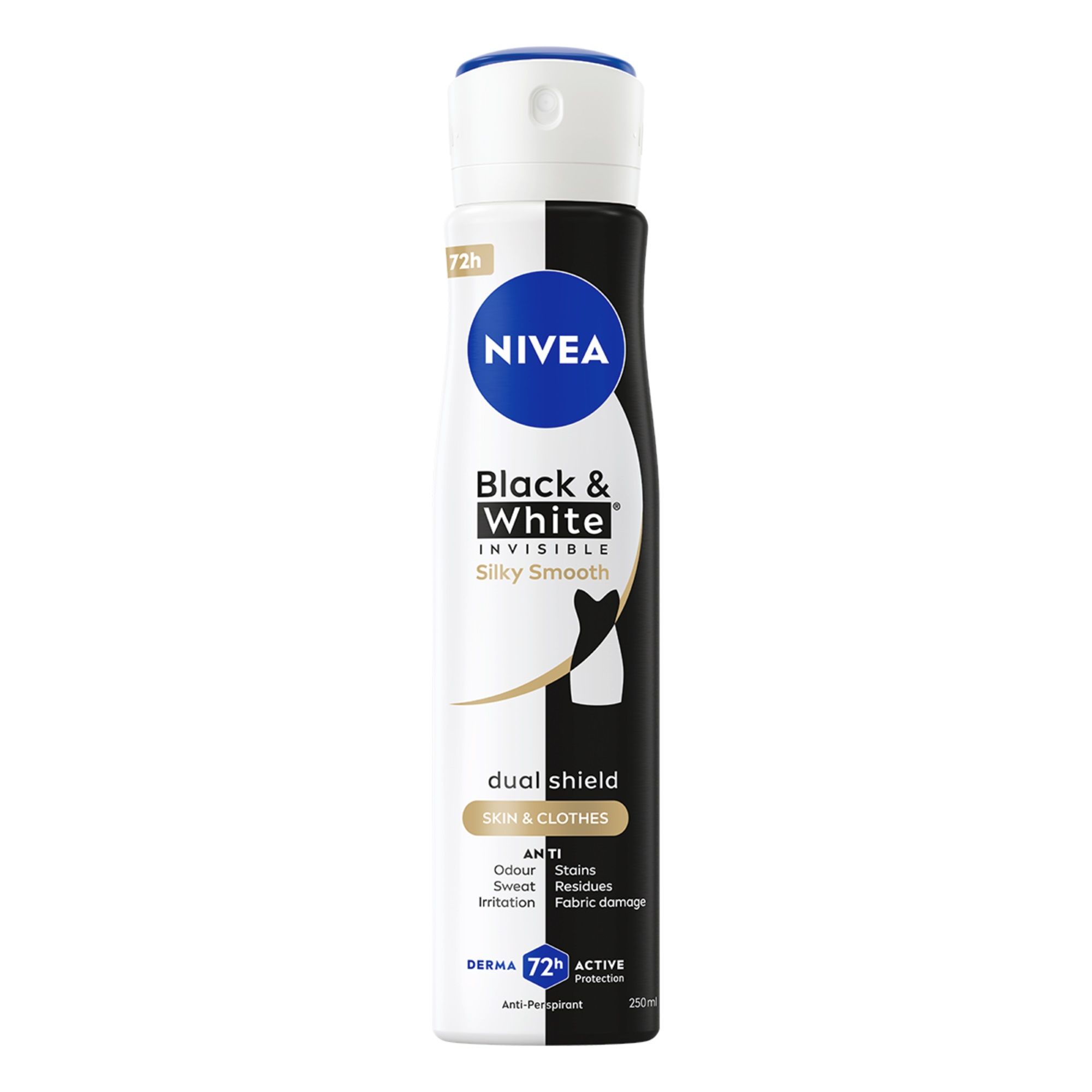 NIVEA INVISIBLE ON BLACK & WHITE SILKY SMOOTH  Део спрей дамски XL, 250 мл.