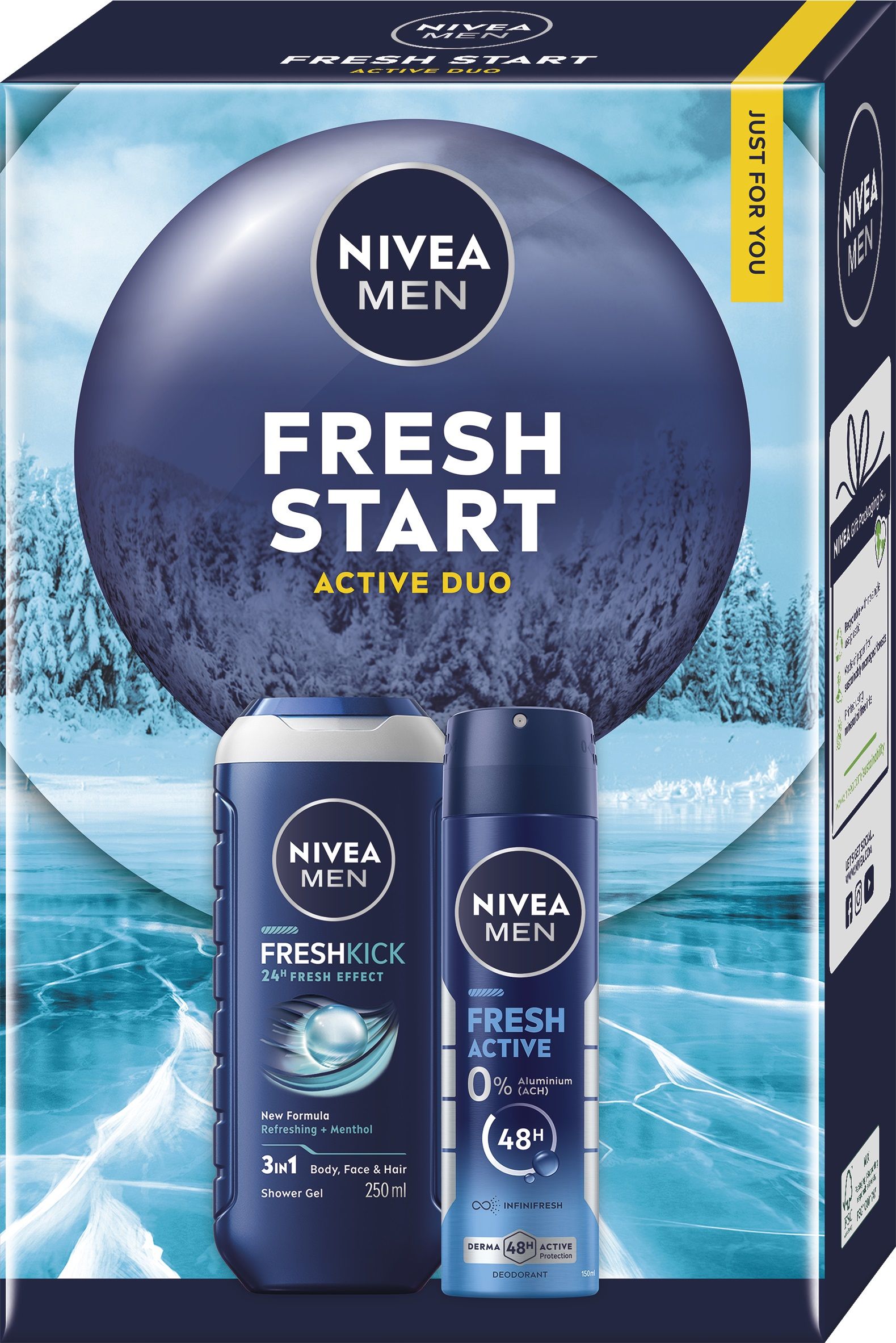 NIVEA MEN FRESH START Подаръчен комплект душ гел250 + део спрей150