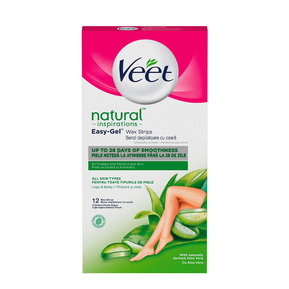 VEET NATURAL Ленти за тяло с алое вера за нормална кожа, 12 бр