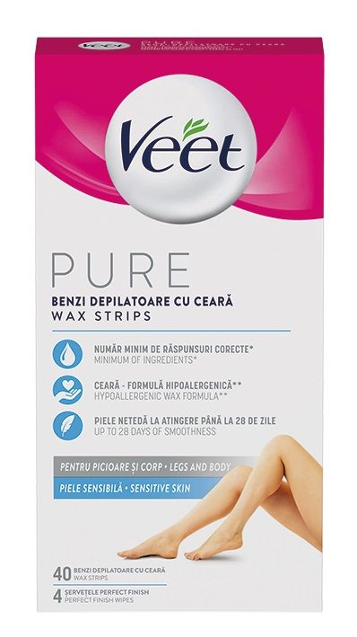 VEET PURE Епилиращи ленти за тяло, 40 бр.