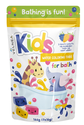 VELNEA KIDS Оцветяващи таблетки за вана, 144гр.(9x16г)