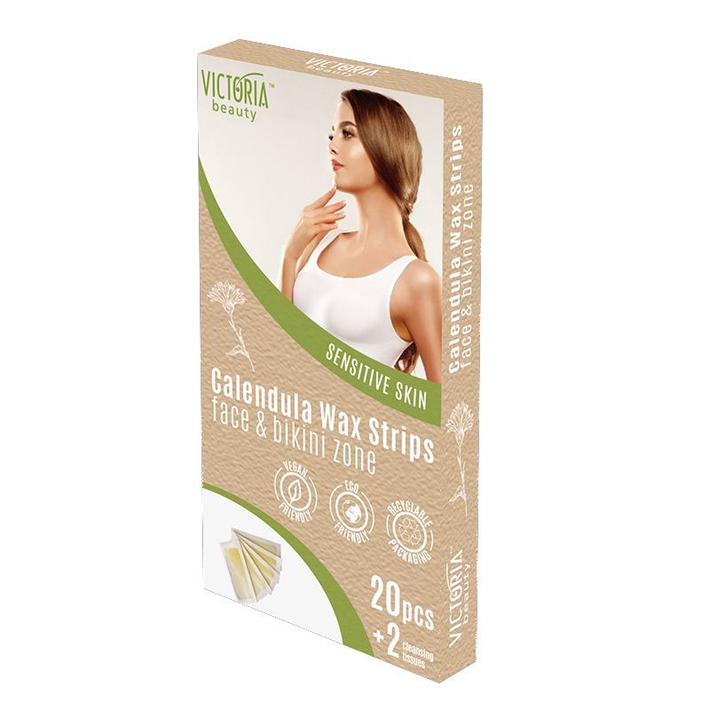 VICTORIA BEAUTY VEGAN Епилиращи ленти за лице и бикини зона с невен,  20 бр.