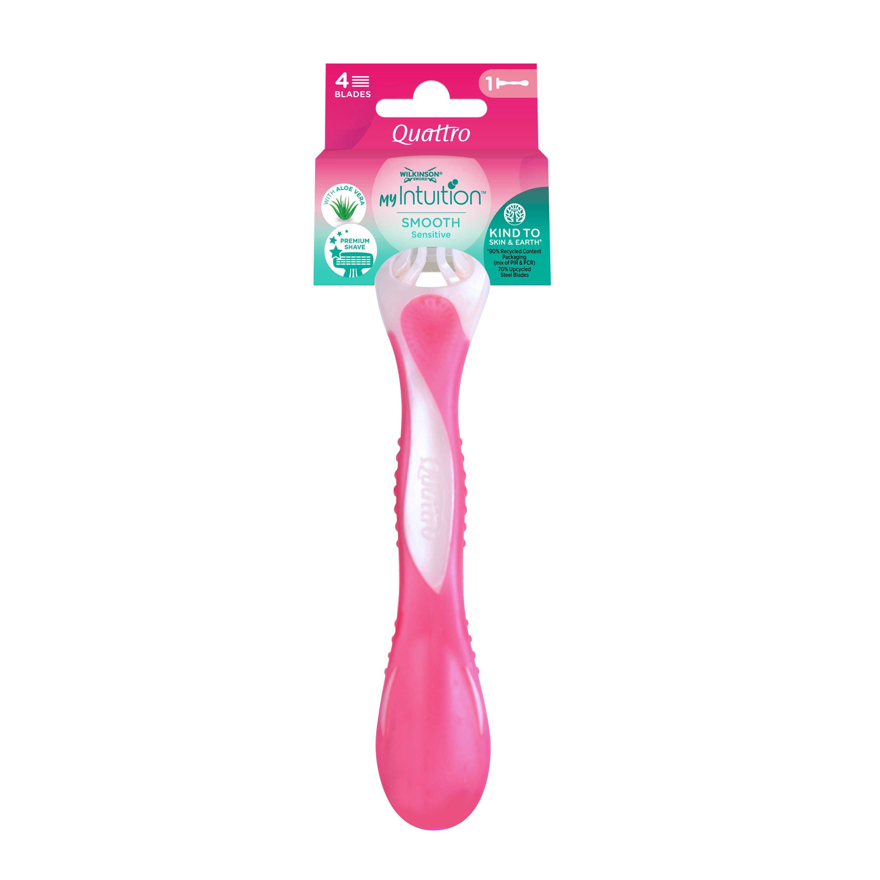 WILKINSON SWORD QUATTRO SENSITIVE Дамска самобръсначка за еднократна употреба ALOE, 1 бр.