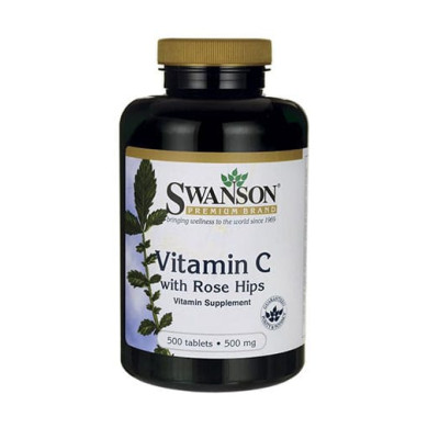 SWANSON Vitamin C with Rose Hips 500mg. / 500 Tabs.