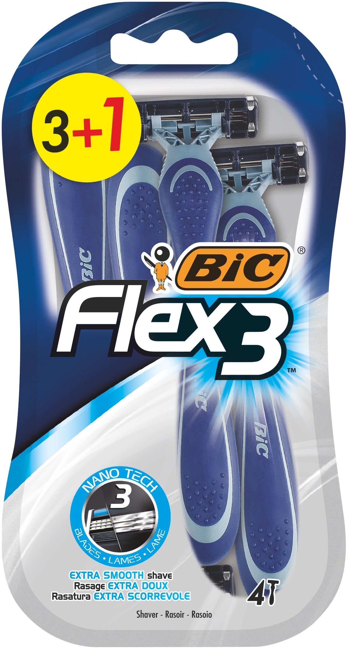 BIC FLEX 3 COMFORT Еднократна самобръсначка блистер, 3+1 бр.