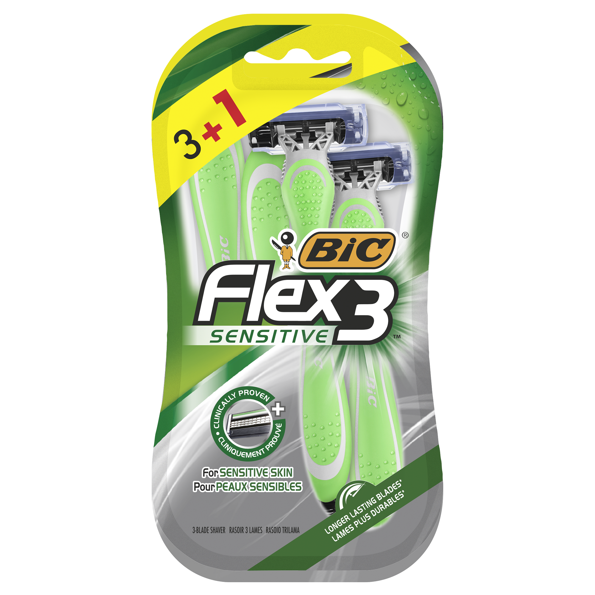 BIC FLEX3 SENSITIVE Еднократна самобръсначка, 3+1 бр./оп.