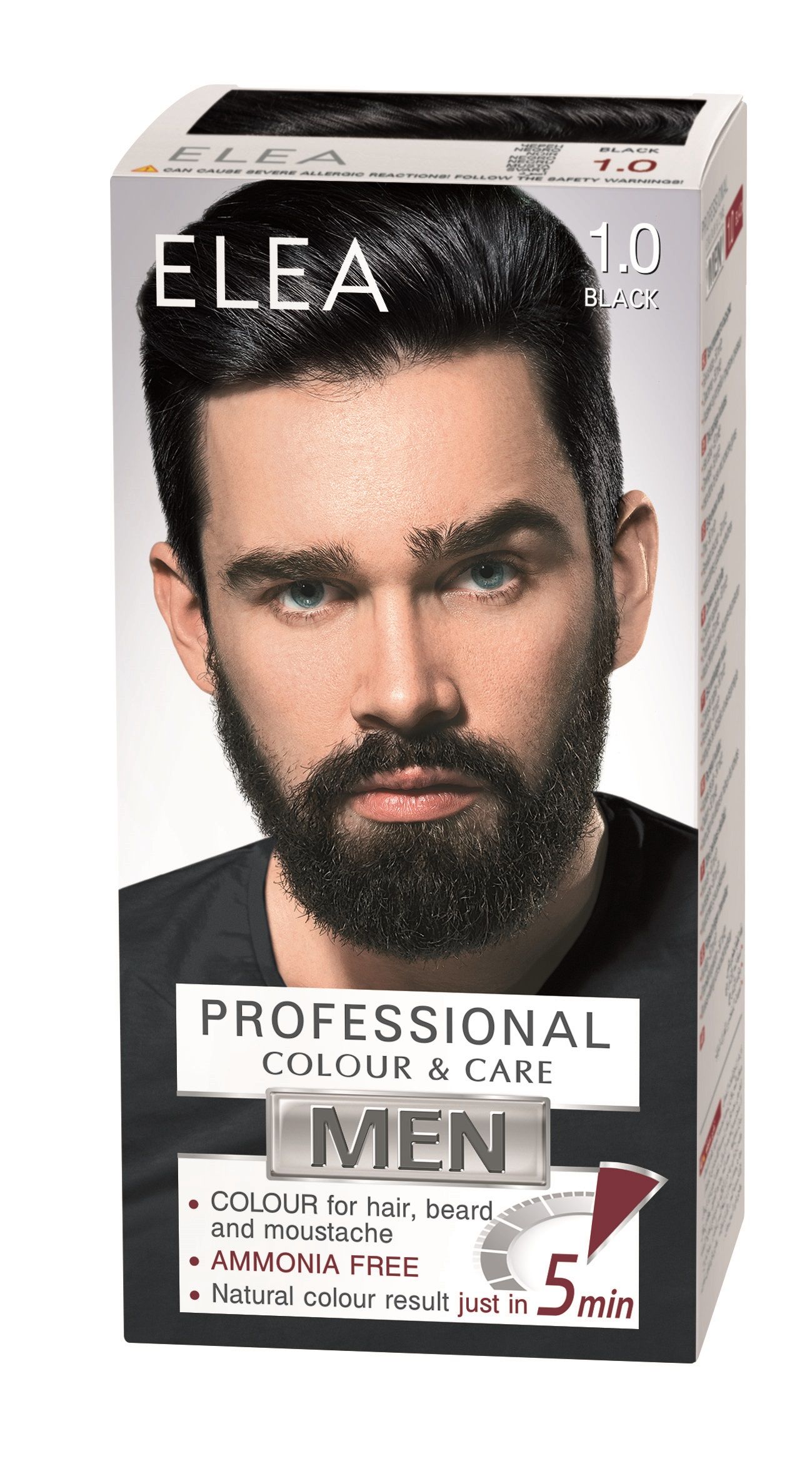 ELEA MEN PROFESSIONAL COLOR&CARE Безамонячна крем боя за коса за мъже 1.0 черна