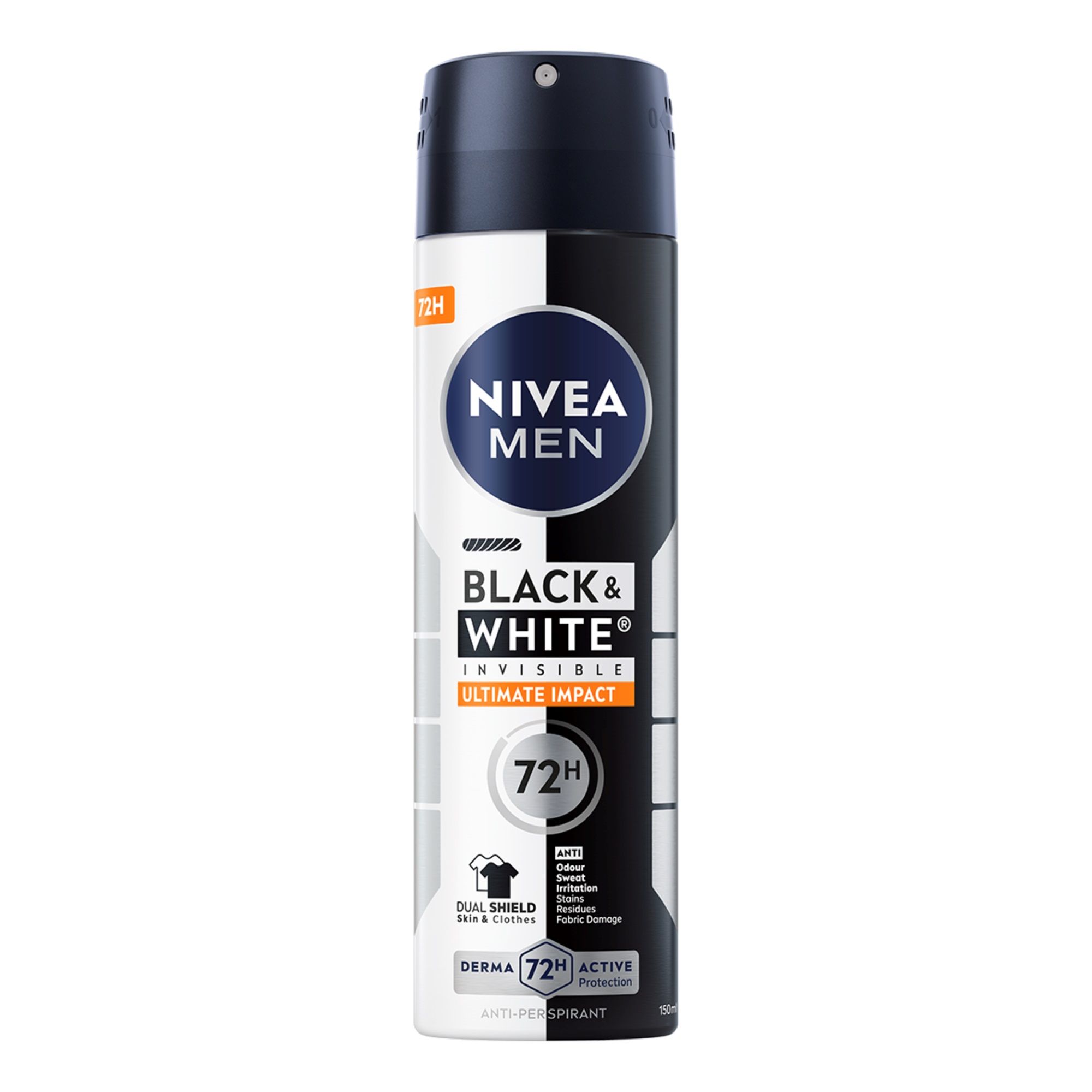 NIVEA MEN Мъжки део спрей Invisible on Black & White Ultimate Impact, 150мл.