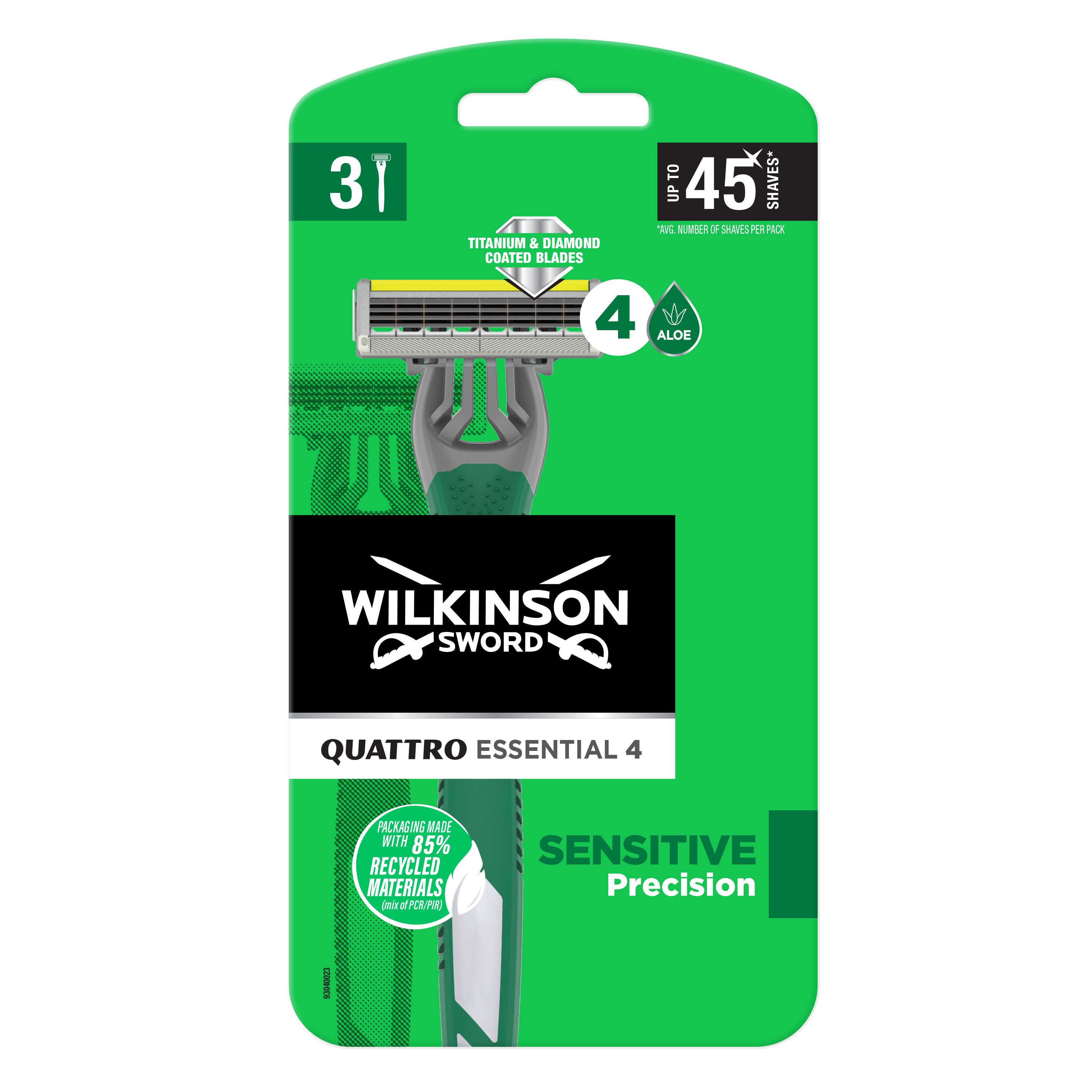 WILKINSON SWORD QUATTRO TITANIUM SENSIVITE Самобръсначка за еднократна употреба, 3 бр.
