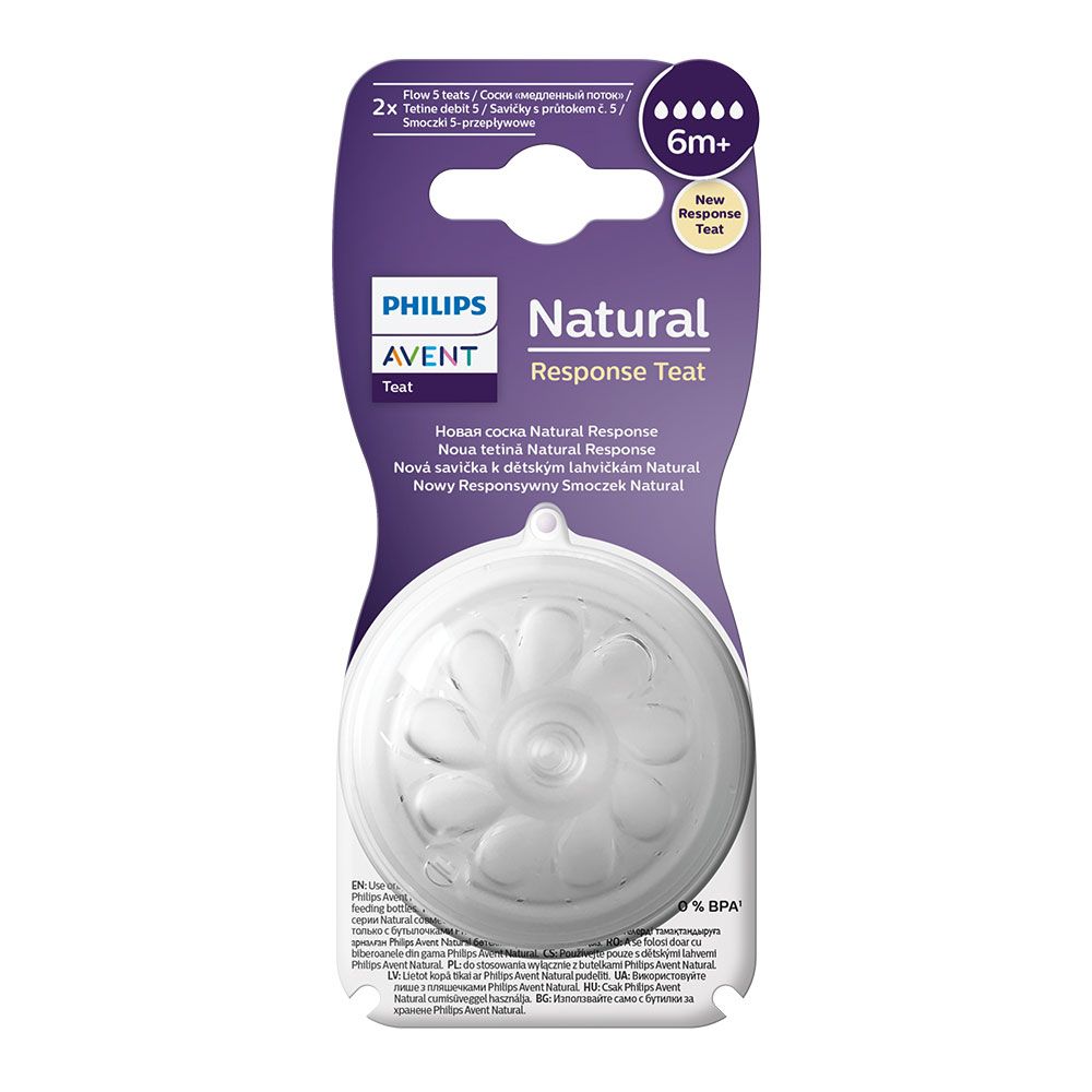 AVENT NATURAL RESPONSE Биберон поток 5, 2 бр. 6м+