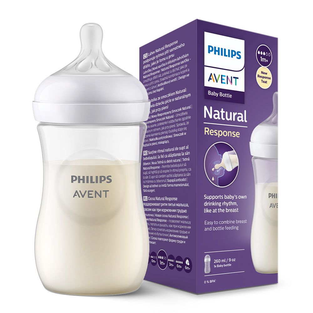 AVENT NATURAL RESPONSE Бутилка с биберон с поток 3, 260 мл 1м+