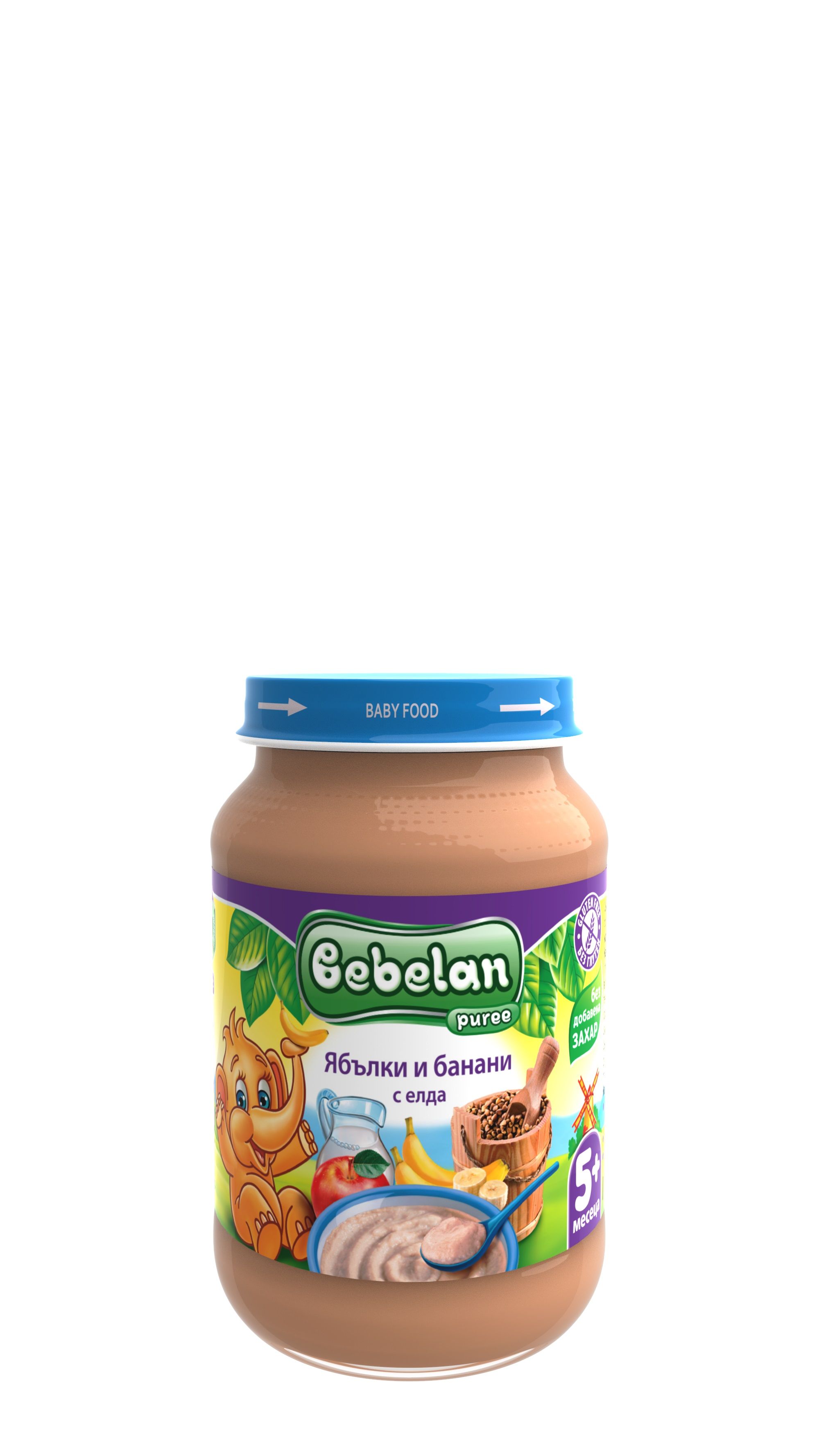 BEBELAN OVKO Млечна каша ябълки и банани с елда 5+м., 190гр