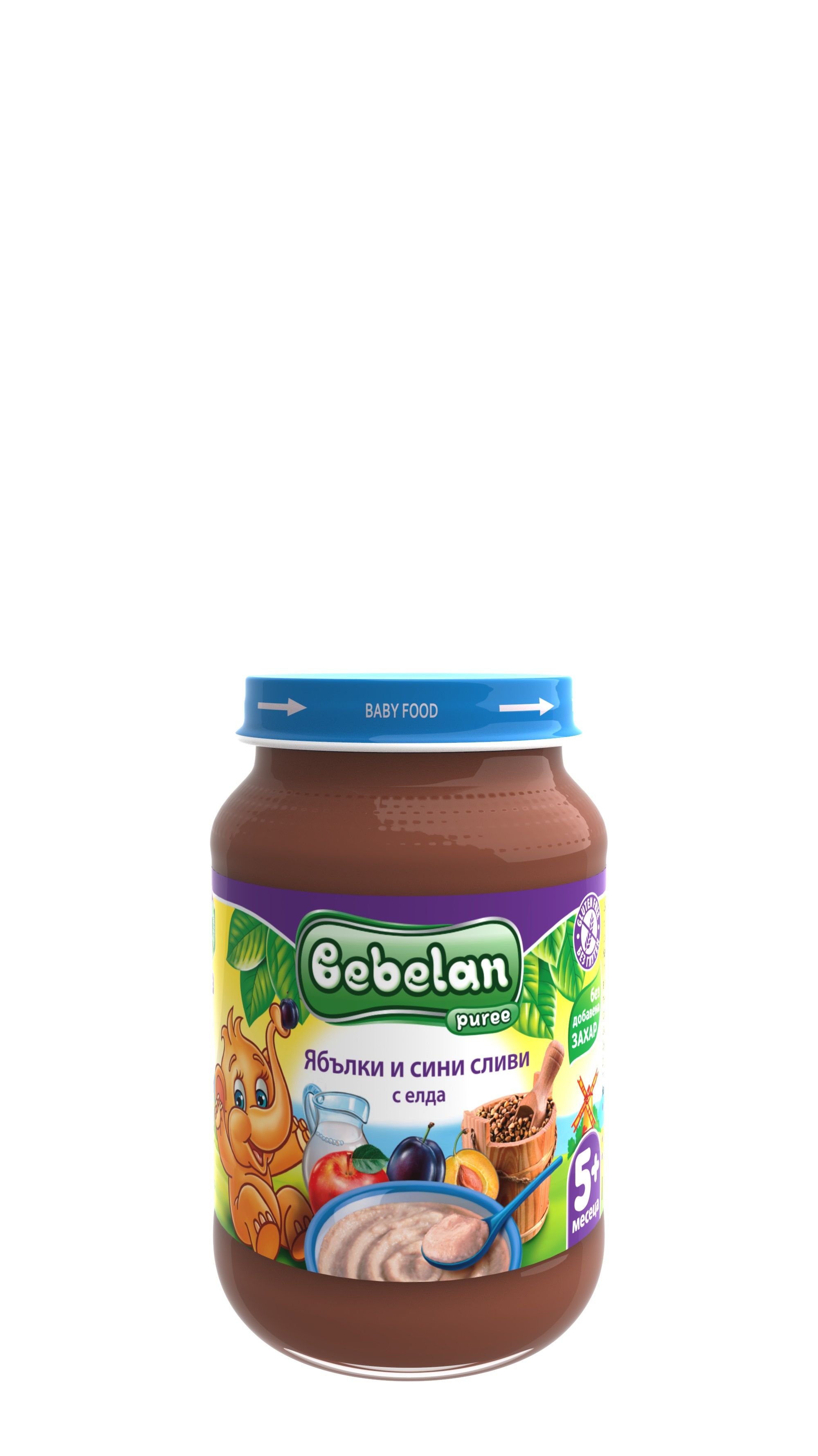 BEBELAN OVKO Млечна каша ябълки и сливи с елда 5+м., 190гр