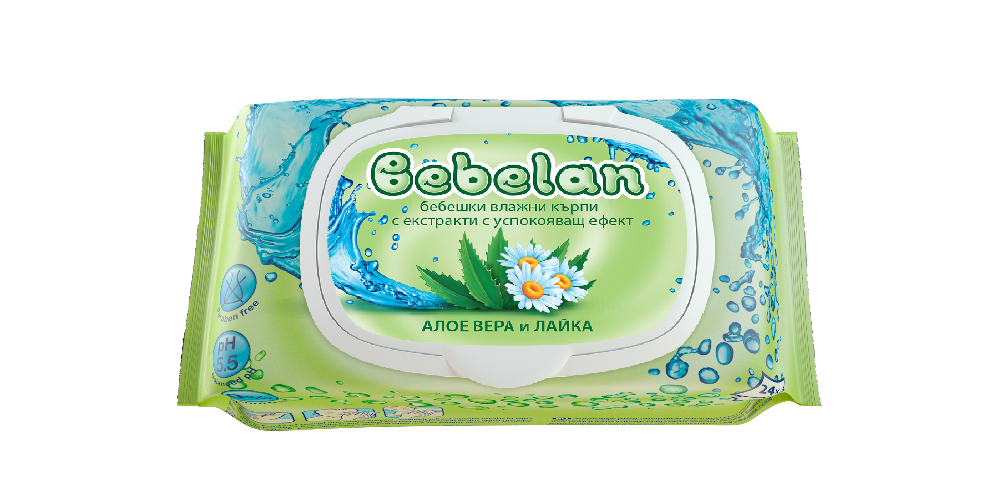 BEBELAN Бебешки мокри кърпички с Алое и лайка, 24 бр