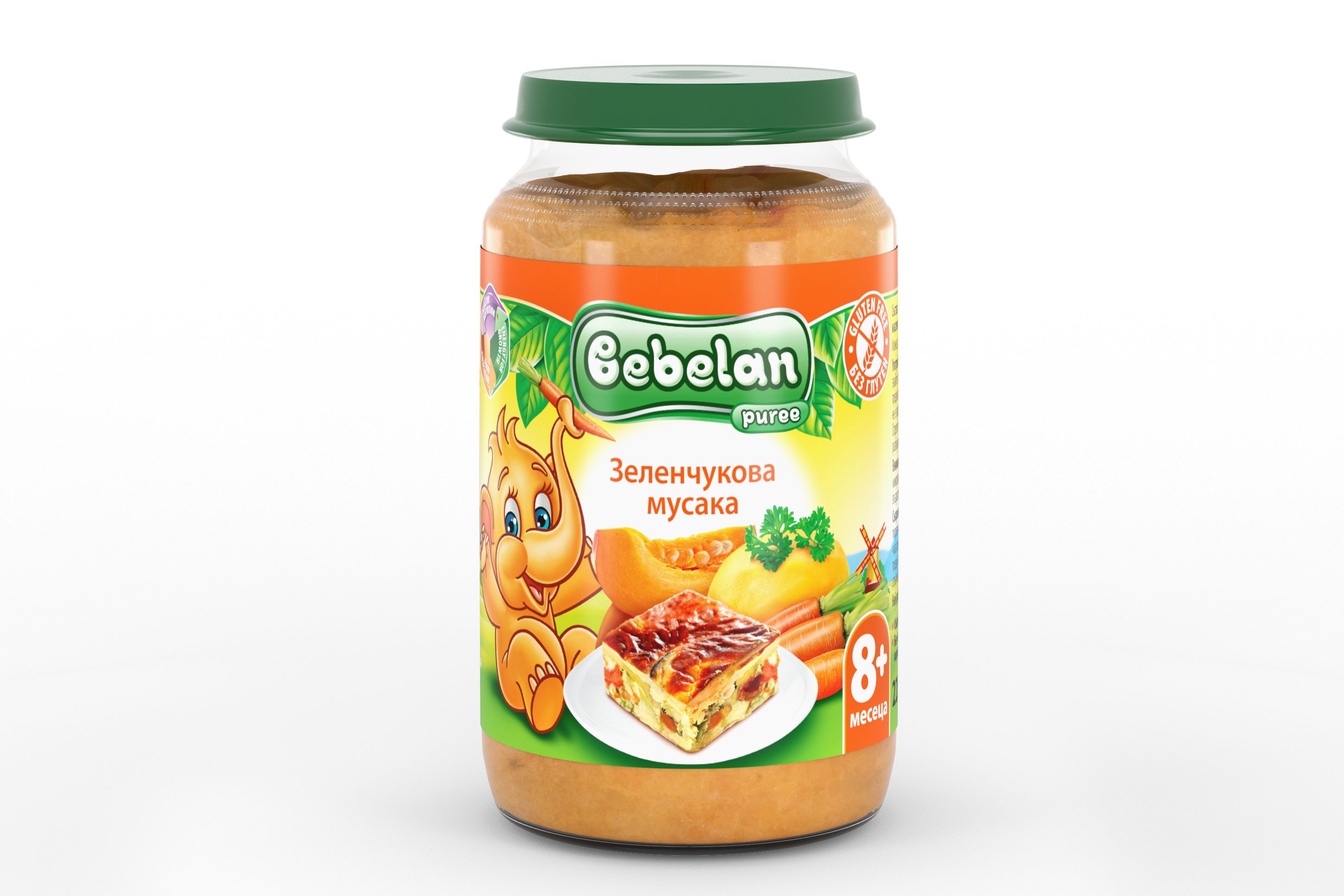 BEBELAN Пюре зеленчукува мусака 8+м, 220 гр